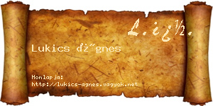 Lukics Ágnes névjegykártya
